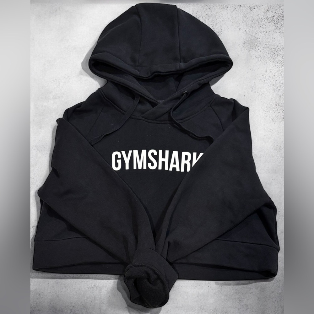 GYMSHARK Women’s Black Cropped Hoodie Size Medium